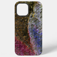 Flashy and rustic melted splashes of coloured glas