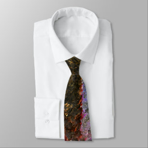 Flashy and rustic melted splashes of coloured glas tie