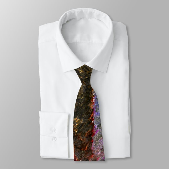 Flashy and rustic melted splashes of coloured glas tie (Tied)