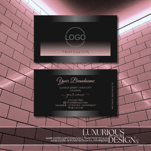 Flashy Black and Light Pink Gradient Logo Shimmery Business Card