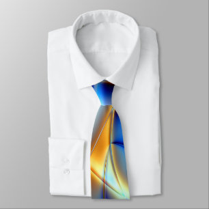 Flashy blue and yellow and snail-like lines throw  tie