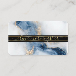 Flashy Blue Marbled Agate Watercolor Business Card