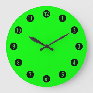 Flashy Bright Neon Green Accent Colour Large Clock