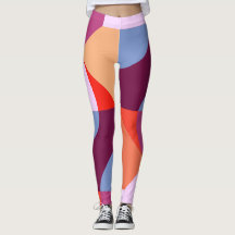 Flashy Coloured Curves and Lines Pattern Leggins