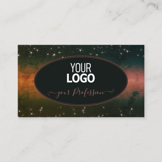 Flashy Colourful Galaxy and Glitter Stars with Log Business Card (Front)