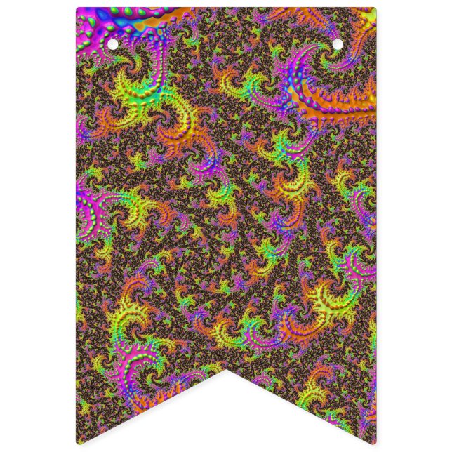 Flashy Colourful Spiral Abstract Digital Fractal Bunting (First Flag)