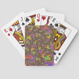 Flashy Colourful Spiral Abstract Digital Fractal Playing Cards