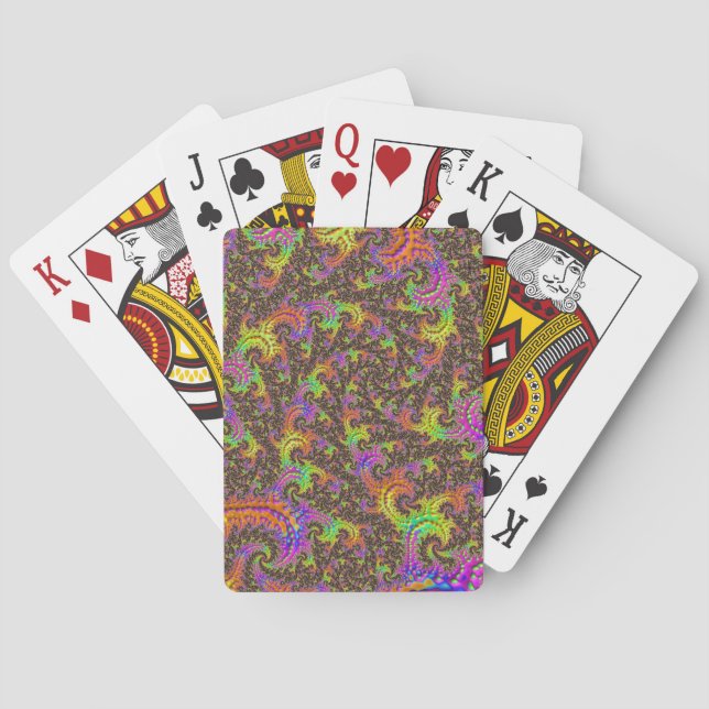 Flashy Colourful Spiral Abstract Digital Fractal Playing Cards (Back)
