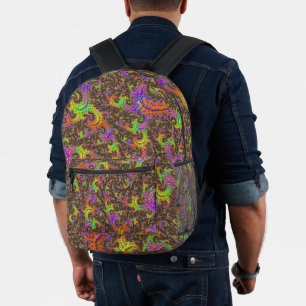 Flashy Colourful Spiral Abstract Digital Fractal Printed Backpack
