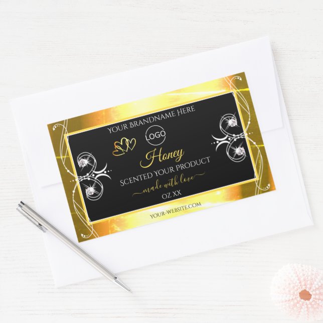 Flashy Dazzling Gold Black Product Labels Add Logo (Envelope)