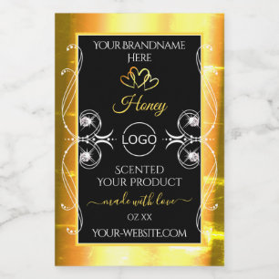 Flashy Dazzling Gold Black Product Labels Add Logo