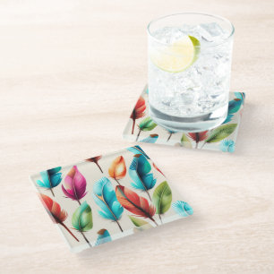 Flashy Feathers Glass Coaster