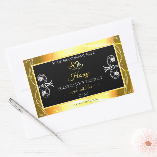 Flashy Gold Dazzling Product Labels Diamonds Black (Envelope)