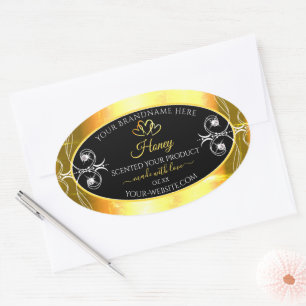 Flashy Gold Dazzling Product Labels Diamonds Black