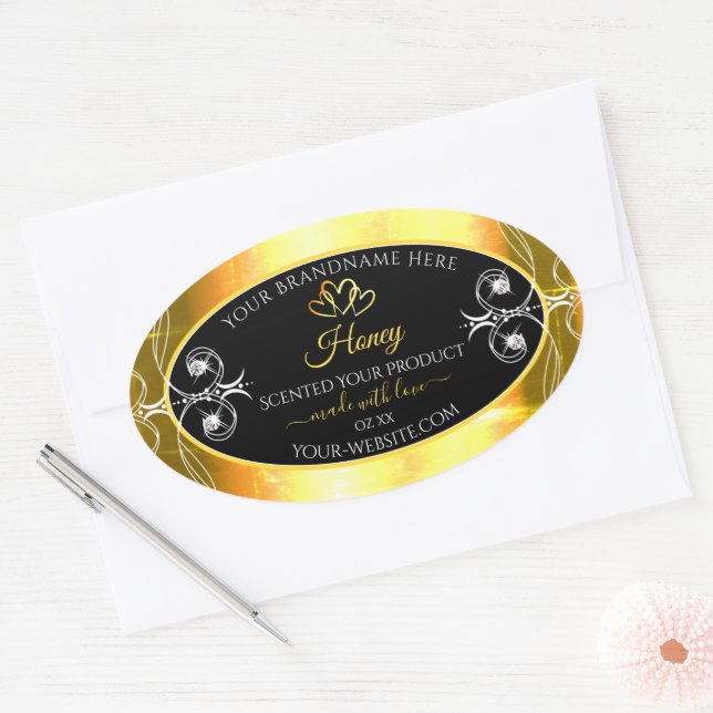 Flashy Gold Dazzling Product Labels Diamonds Black (Envelope)