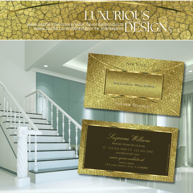 Flashy Golden Snake with Gold Decor Extravagant Business Card (Creator Uploaded)
