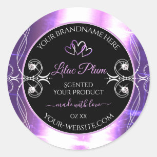Flashy Light Purple Black Product Labels Diamonds