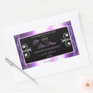 Flashy Light Purple Black Product Labels with Logo