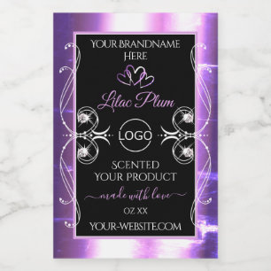 Flashy Light Purple Black Product Labels with Logo