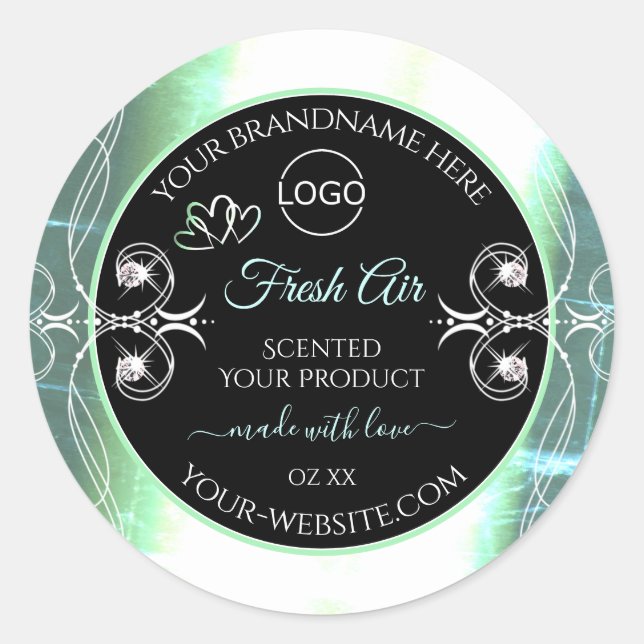 Flashy Light Teal Black Product Labels Jewels Logo (Front)
