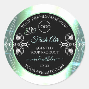 Flashy Light Teal Black Product Labels Jewels Logo