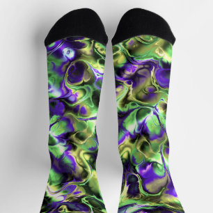 Flashy Loud Colourful Boho Hippie Fractal Marble Socks