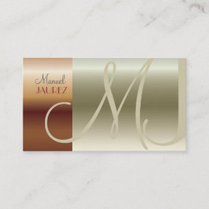 Flashy monogram copper/brushed nickel business card