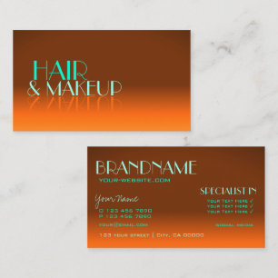 Flashy Orange and Teal Mirror Font Professional Business Card