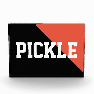Flashy Orange Black Sporty Bold "PICKLE" Text Photo Block