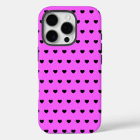 Flashy Pink And Black Hearts Pattern
