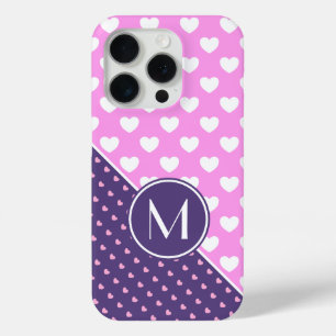 Flashy Pink And Purple Custom Monogram iPhone 15 Pro Case