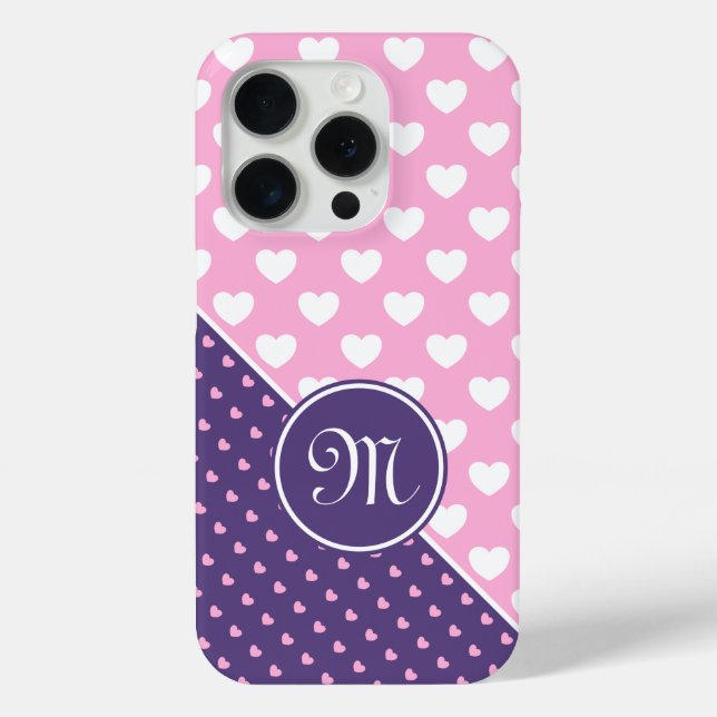 Flashy Pink And Purple Custom Monogram Case-Mate iPhone Case (Back)