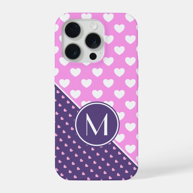 Flashy Pink And Purple Custom Monogram iPhone Case (Back)