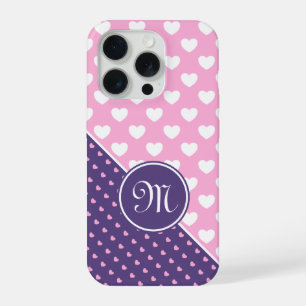 Flashy Pink And Purple Custom Monogram iPhone 15 Pro Case