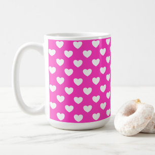 Flashy Pink And White Hearts Feminine Coffee Mug