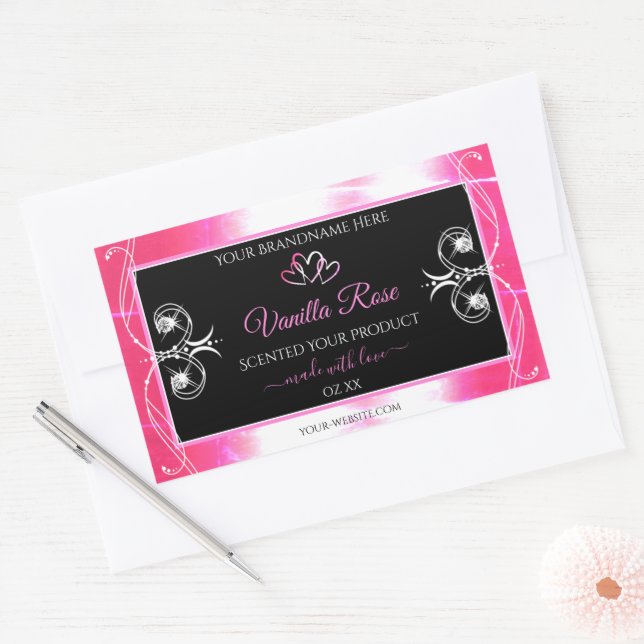 Flashy Pink Dazzling Product Labels Diamonds Black (Envelope)