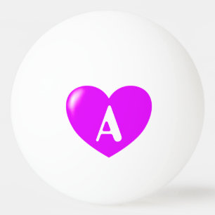 Flashy Pink Heart With Your Monogram Custom Ping Pong Ball