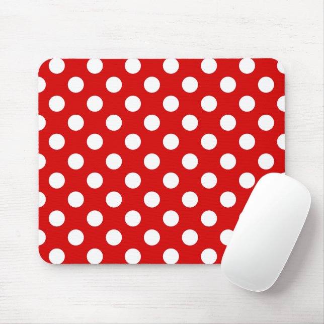 Flashy Red And Big White Polka Dots Pattern, Cute  Mouse Pad (With Mouse)