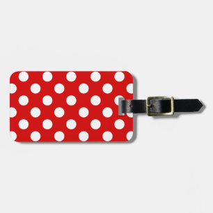 Flashy Red And White Polka Dots Pattern Luggage Tag