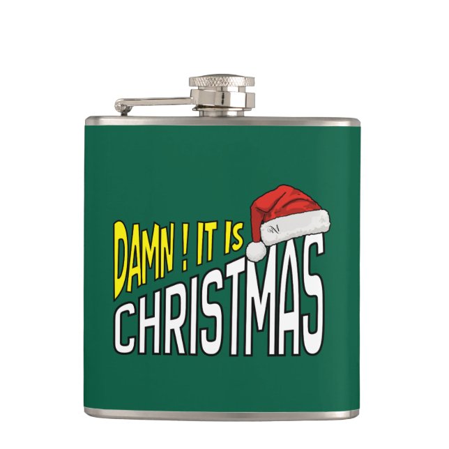 Flask 6oz : It's Christmas (green) (Front)