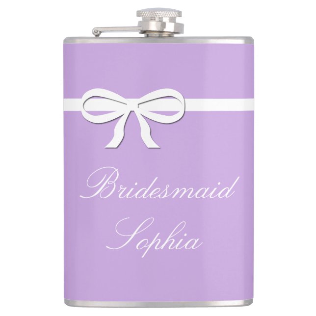 Flask Bridesmaid Gift lilac Wedding Personalised (Front)