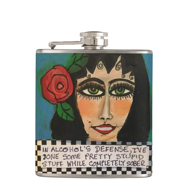 Flask-In alcohol’s defence Hip Flask (Front)