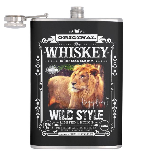 FLASK_Lion Hip Flask (Opened)