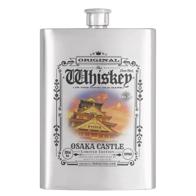 FLASK_Osaka Castle (Sunset ver.) Hip Flask (Front)
