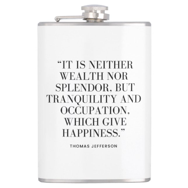 Flask with Happiness and Wealth Quote (Front)