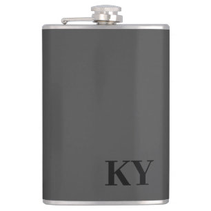 Flasks - Initials Black on a Dark Grey Background
