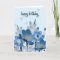 Flat Art Blue Floral Birthday Card