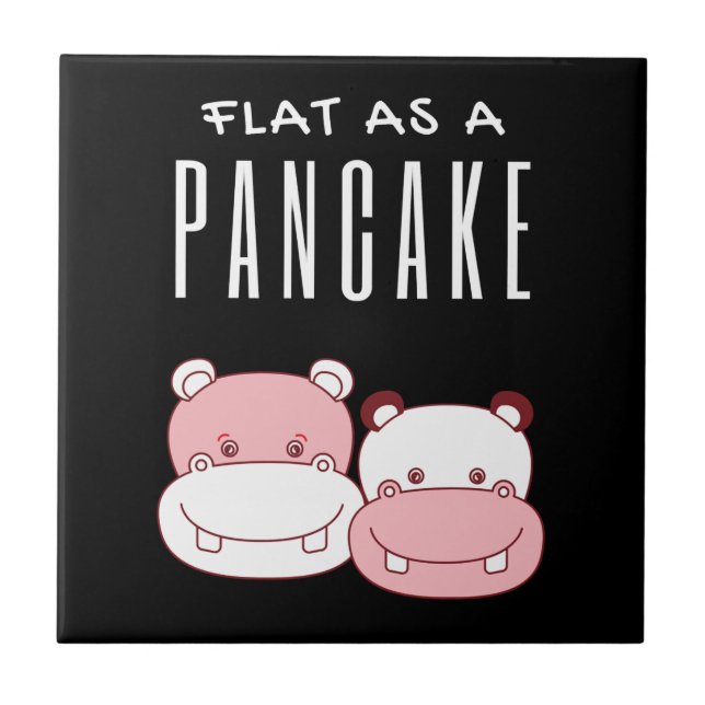 Flat As A Pancake Couple Hippo | Hippo Lover Ceramic Tile (Front)