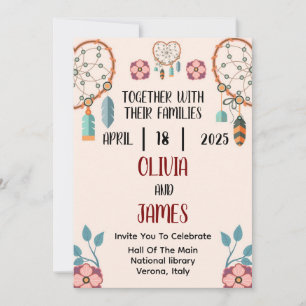 flat boho wedding Invitation