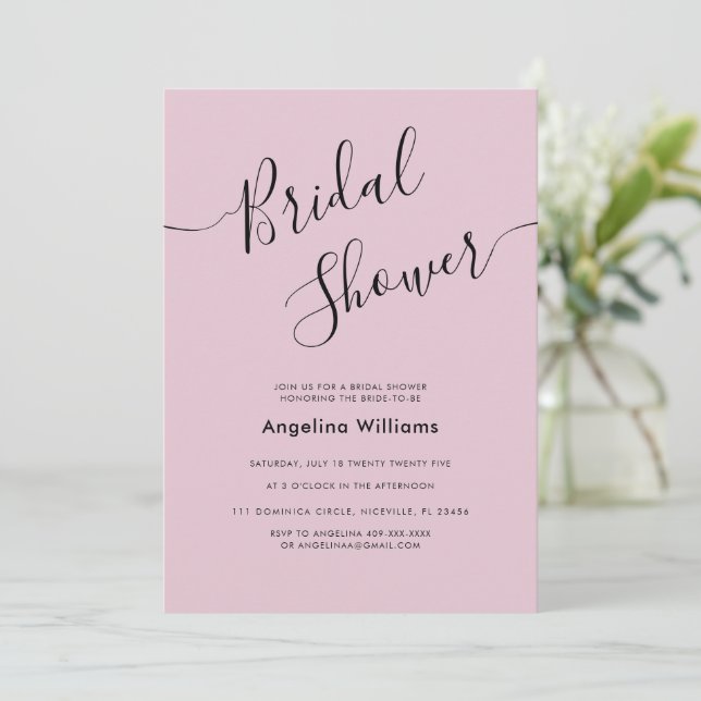Flat bridal shower invitation card (Standing Front)
